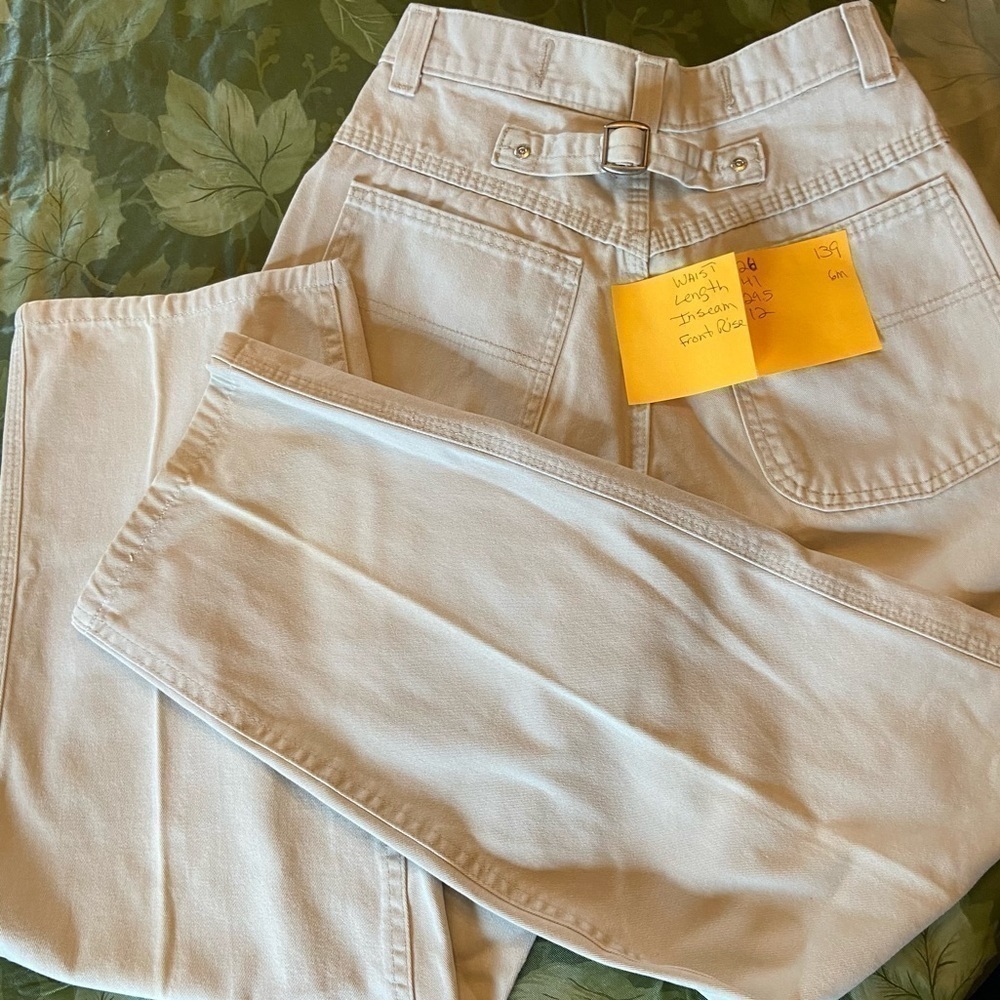 𝅺lee Khaki Riveted Jeans - Fine Condition, Faint Ink Stain - Picture 4 of 6